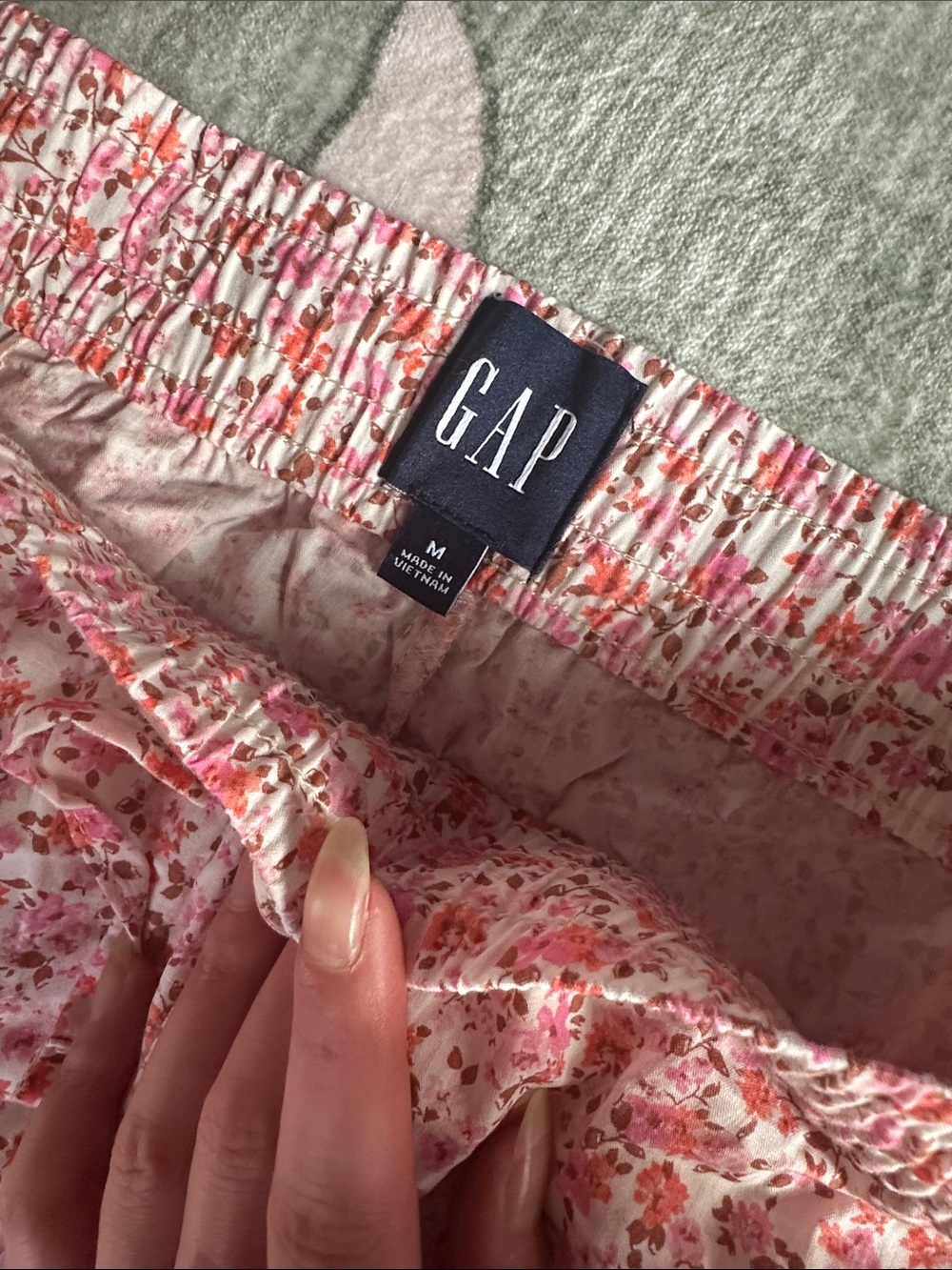Pink Floral and Pink Gingham Pajama Pants Set Sz M - Picture 8 of 10